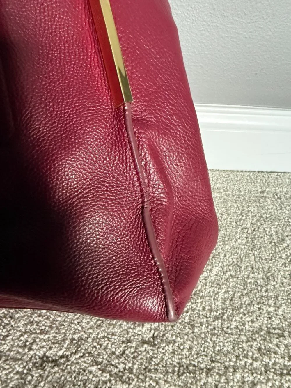 Stuart Weitzman Pebbled Leather Burgundy Hobo Bag